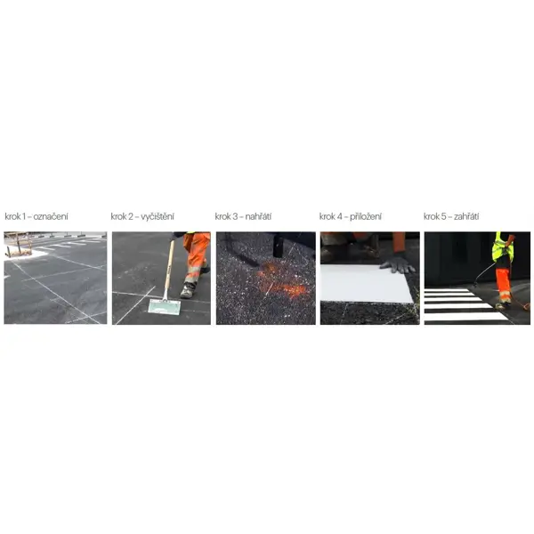 Předformovaný 3D přechod pro chodce – termoplast, bílá, 5 pruhů