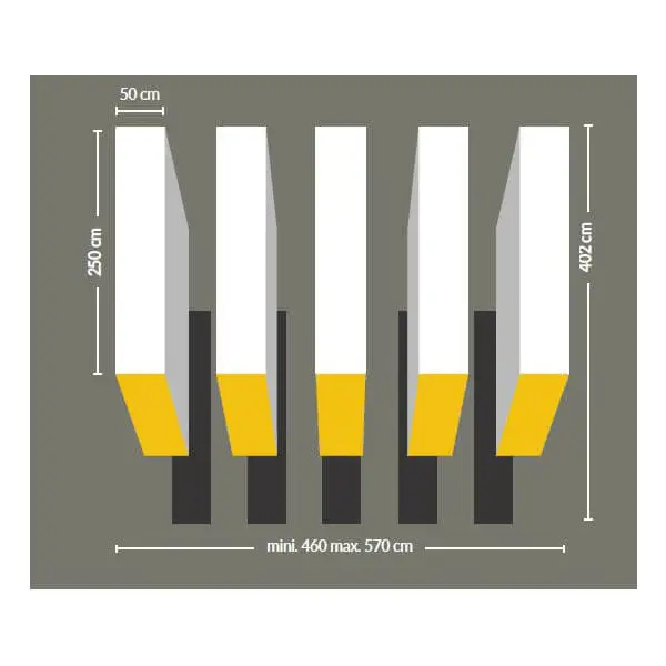 Předformovaný 3D přechod pro chodce – termoplast, bílo-žlutá, 6 pruhů