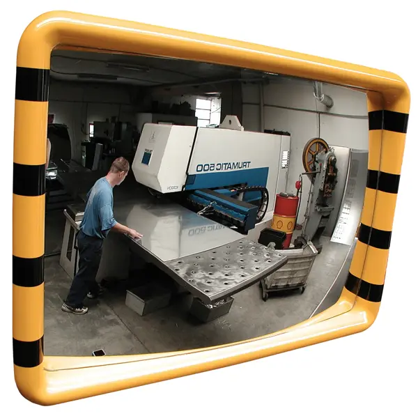 Průmyslové zrcadlo CheckPoint Premium – akrylát, žluto-černý rám, 40×60 cm