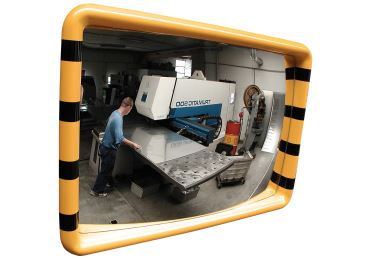 Průmyslové zrcadlo CheckPoint Premium–akrylát, žluto-černý rám
