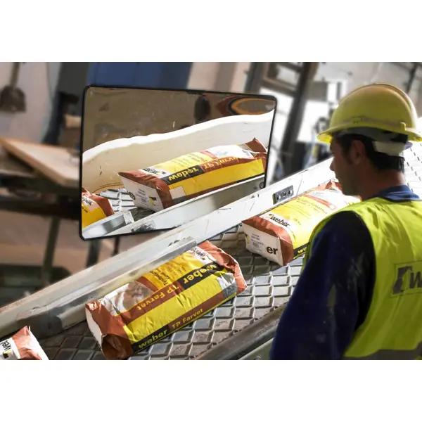 Průmyslové zrcadlo Premium pro kontrolu výrobních linek s rozšířením – akrylát, 60×90 cm