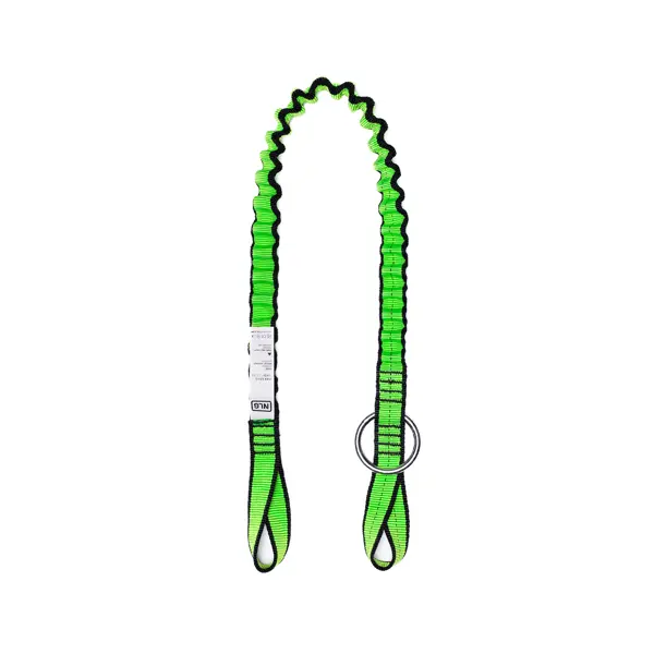 Pružný závěsný popruh NLG Lanyard na řetězovou pilu s nosností 10 kg – nylon, zeleno-černá, 850×25 mm