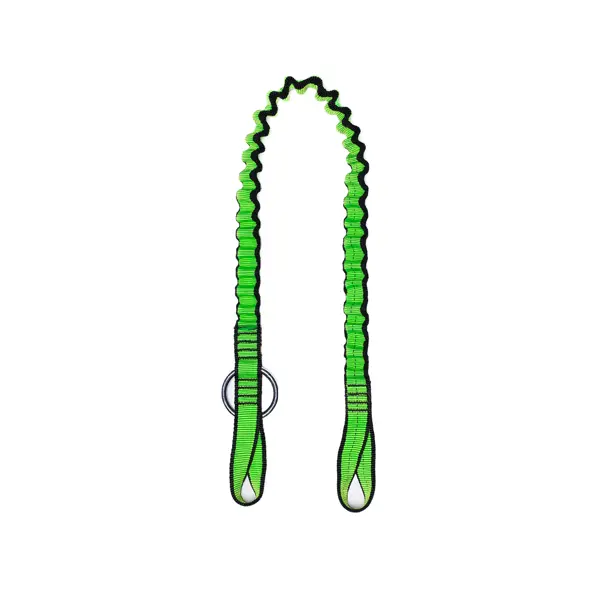Pružný závěsný popruh NLG Lanyard na řetězovou pilu s nosností 10 kg – nylon, zeleno-černá, 850×25 mm