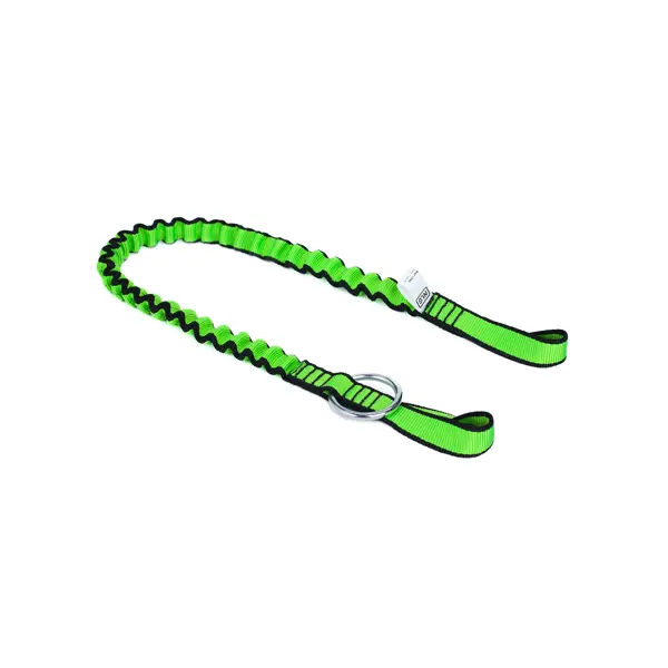 Pružný závěsný popruh NLG Lanyard na řetězovou pilu s nosností 10 kg – nylon, zeleno-černá, 850×25 mm