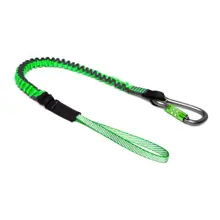 Pružný závěsný popruh NLG Lanyard s jednou karabinou a nosností 18 kg – nylon, zeleno-černá