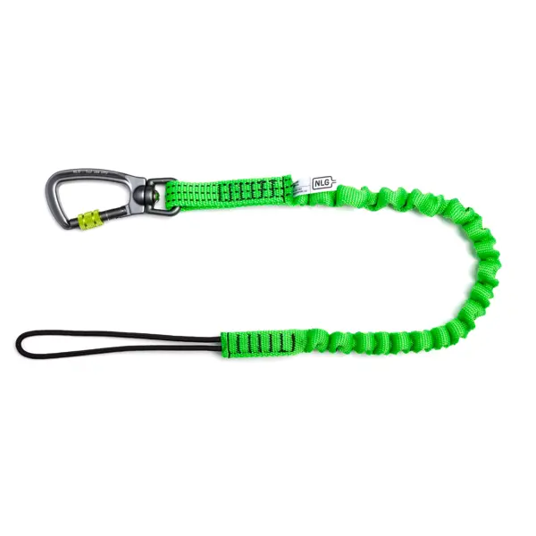 Pružný závěsný popruh NLG Lanyard s jednou karabinou – nylon, zelená