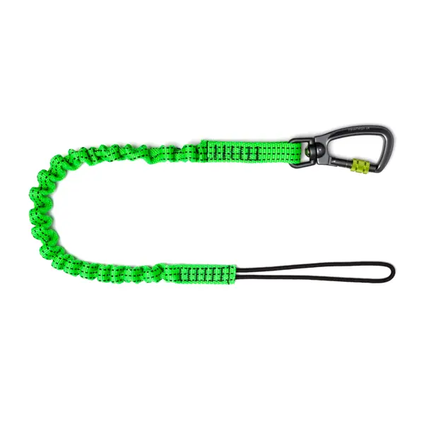 Pružný závěsný popruh NLG Lanyard s jednou karabinou – nylon, zelená