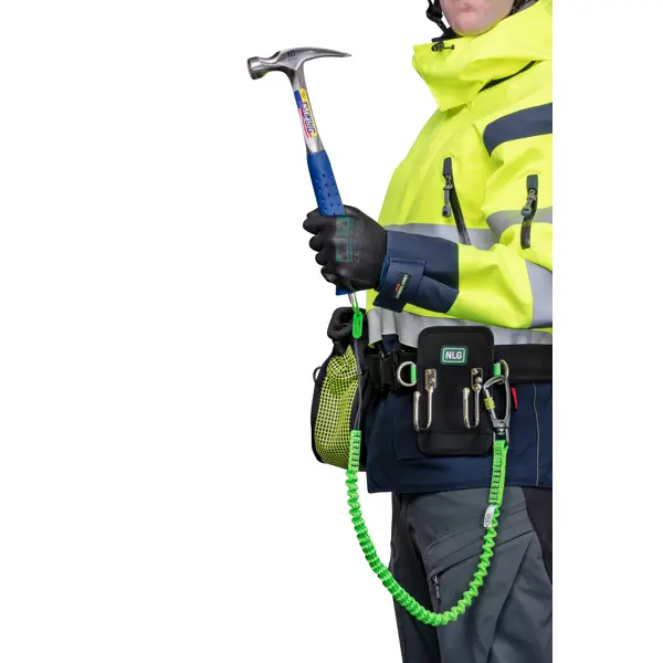 Pružný závěsný popruh NLG Lanyard s jednou karabinou – nylon, zelená