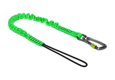 Pružný závěsný popruh NLG Lanyard s jednou karabinou – nylon, zelená