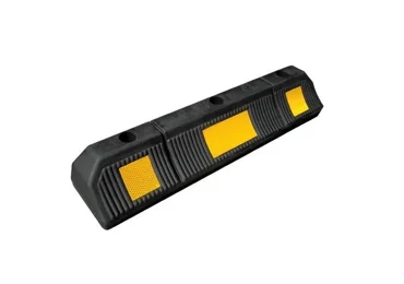 Pryžový parkovací doraz pro automobily s reflexními pruhy – 590×120×90 mm, černo-žlutá