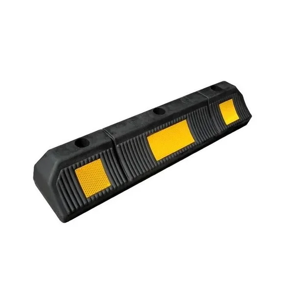 Pryžový parkovací doraz pro automobily s reflexními pruhy – 590×120×90 mm, černo-žlutá