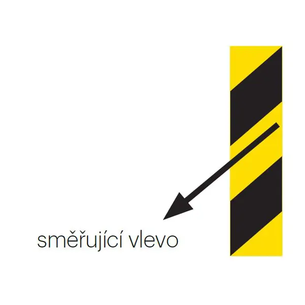 Reflexní výstražné značení WT-5219 – 100 mm × 25 m, žluto-černá, směr doleva