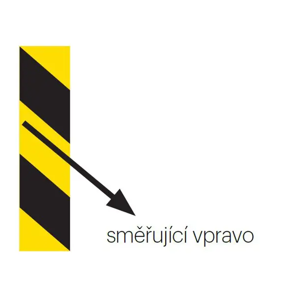 Reflexní výstražné značení WT-5219 – 50 mm × 25 m, žluto-černá, směr doprava