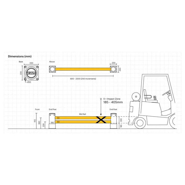 Regálová koncová zábrana A-SAFE, eFlex Double RackEnd Barrier – 3,9 m