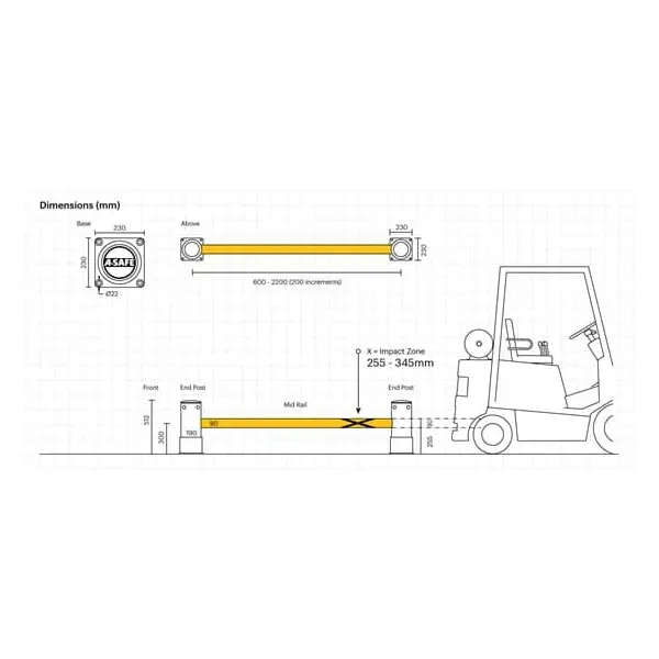Regálová koncová zábrana ASAFE, eFlex Single RackEnd Barrier – 2,1 m