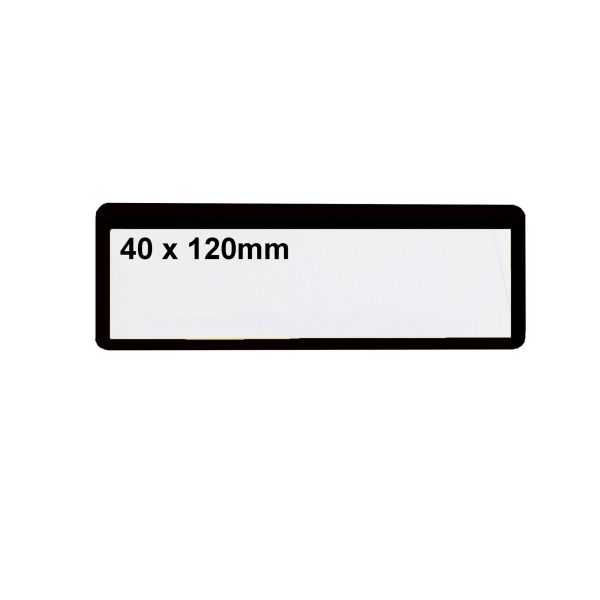 Samolepicí kapsy na štítky – černé, 40×120 mm, balení 100 ks
