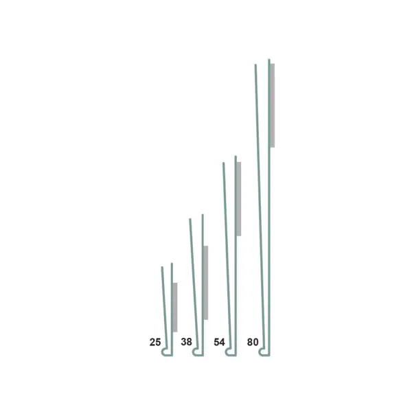 Samolepicí lišta, držák regálových štítků, typ V – 38 mm × 1 m, balení 10 ks