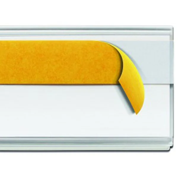 Samolepicí lišta, držák regálových štítků, typ V – 38×100 mm, balení 100 ks