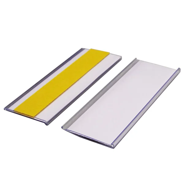 Samolepicí lišta, držák regálových štítků, typ V – 38×100 mm, balení 100 ks