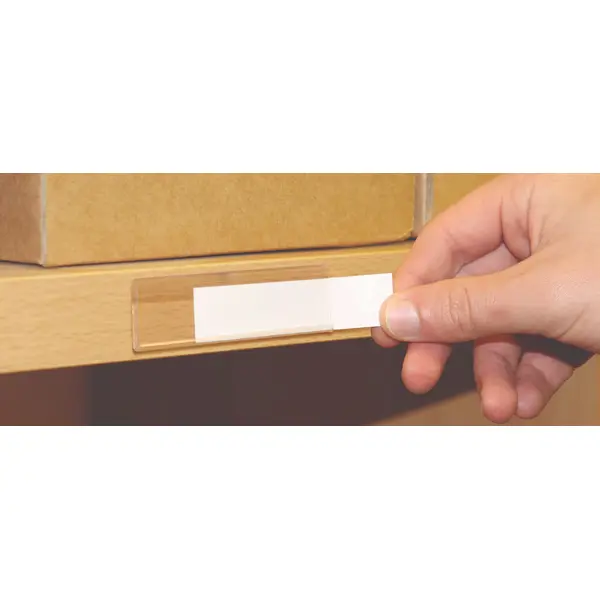 Samolepicí lišta, držák regálových štítků, typ V – 54×200 mm, balení 50 ks