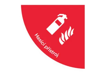 Samolepící plošné protiskluzové značení (čtvrtkruh) – Hasicí přístroj