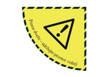 Samolepící plošné protiskluzové značení (čtvrtkruh) – Pozor – otevírání dveří