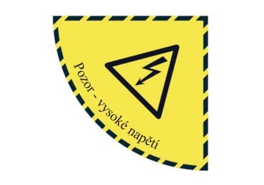 Samolepící plošné protiskluzové značení (čtvrtkruh) – Pozor – vysoké napětí