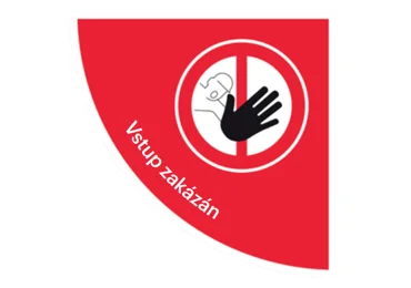 Samolepící plošné protiskluzové značení (čtvrtkruh) – Přístup zakázán