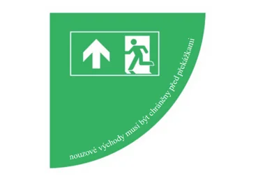 Samolepící plošné protiskluzové značení (čtvrtkruh) – Únikový východ, levý roh