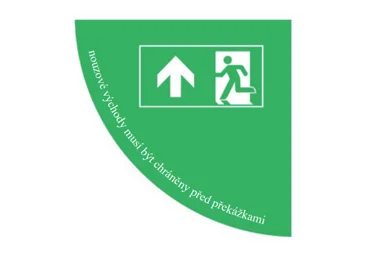 Samolepící plošné protiskluzové značení (čtvrtkruh) – Únikový východ, pravý roh