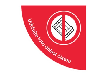 Samolepící plošné protiskluzové značení (čtvrtkruh) – Zákaz skladování palet