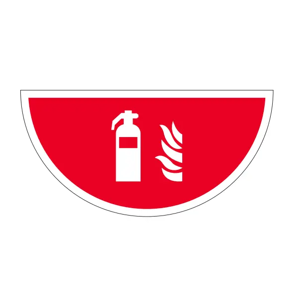 Samolepicí plošné protiskluzové značení (půlkruh), hasicí přístroj – luminiscenční fólie, 900×450 mm