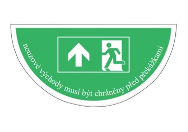 Samolepící plošné protiskluzové značení (půlkruh), luminiscenční – Úniková cesta s textem 