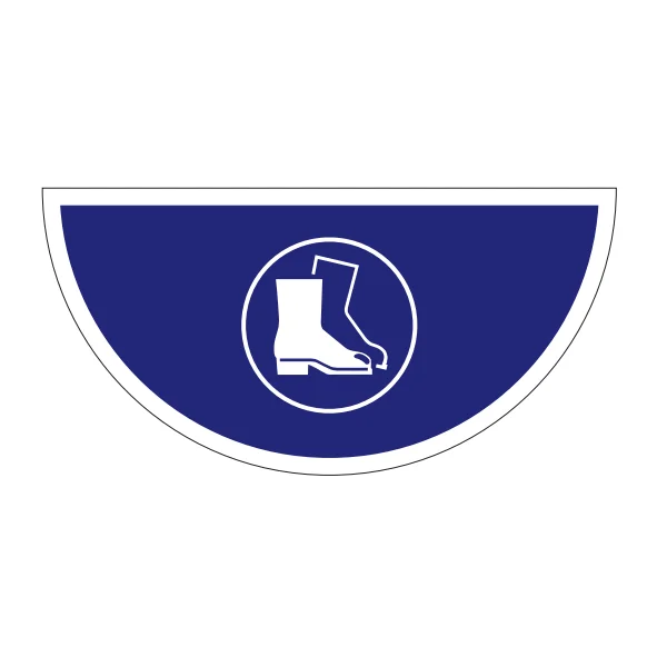 Samolepicí plošné protiskluzové značení (půlkruh), použijte ochranu nohou – PVC, 750x375 mm