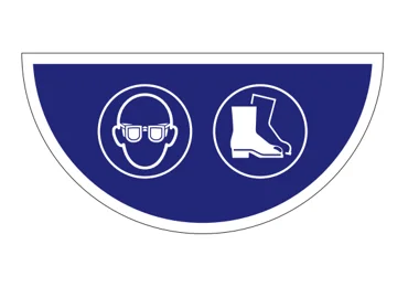 Samolepící plošné protiskluzové značení (půlkruh) – Použijte ochranu očí a nohou