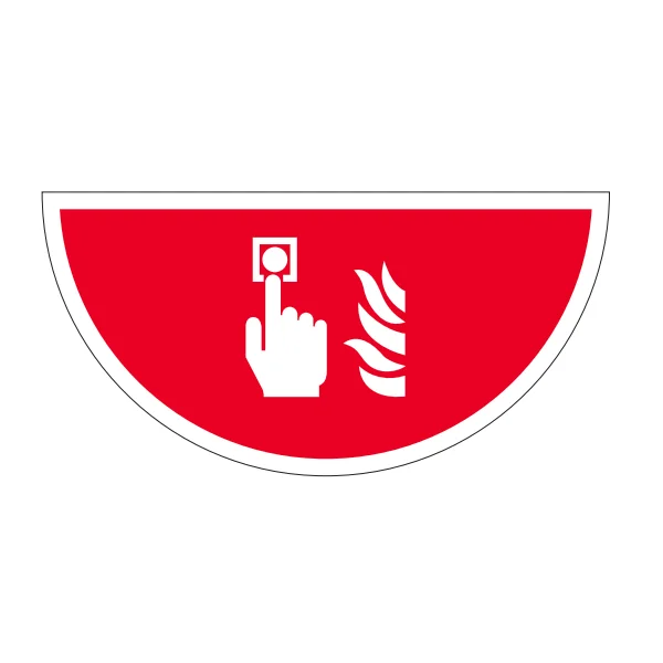 Samolepicí plošné protiskluzové značení (půlkruh), požární alarm – luminiscenční PVC, 750×375 mm