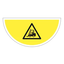 Samolepicí plošné protiskluzové značení (půlkruh), pozor vysokozdvižný vozík – luminiscenční PVC, 750x375 mm