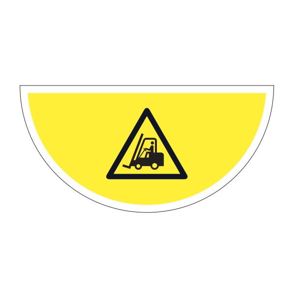 Samolepicí plošné protiskluzové značení (půlkruh), pozor vysokozdvižný vozík – PVC, 750x375 mm