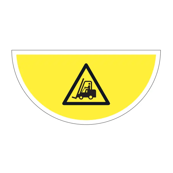 Samolepicí plošné protiskluzové značení (půlkruh), pozor vysokozdvižný vozík – PVC, 750x375 mm