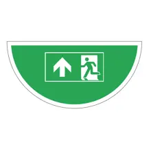 Samolepicí plošné protiskluzové značení (půlkruh), úniková cesta – luminiscenční fólie, 750×375 mm