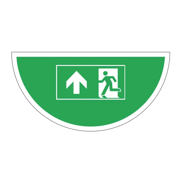 Samolepicí plošné protiskluzové značení (půlkruh), úniková cesta – luminiscenční PVC, 900×450 mm