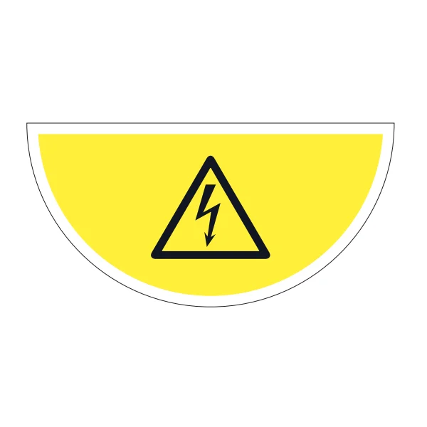 Samolepicí plošné protiskluzové značení (půlkruh), varování před vysokým napětím – luminiscenční fólie,900x450 mm