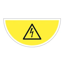 Samolepicí plošné protiskluzové značení (půlkruh), varování před vysokým napětím – PVC, 750x375 mm