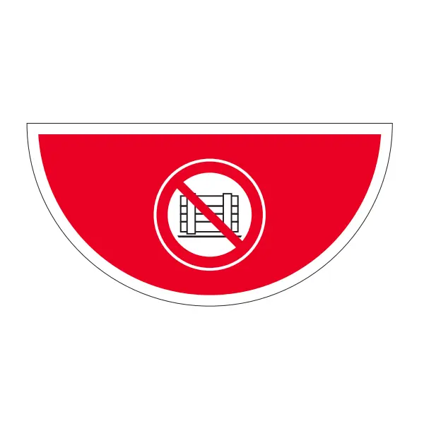 Samolepicí plošné protiskluzové značení (půlkruh), zákaz skladování palet – PVC, 750x375 mm