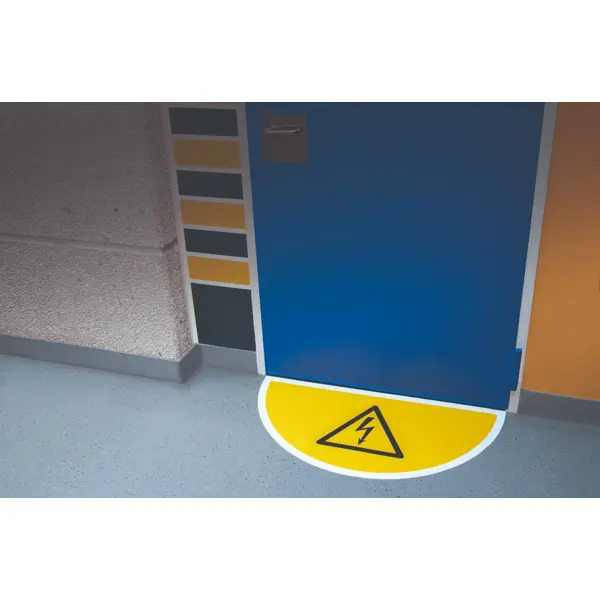 Samolepicí plošné protiskluzové značení (půlkruh), zákaz vstupu – luminiscenční PVC, 900x450 mm