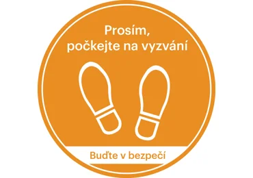 Samolepicí podlahové značení, Počkejte na vyzvání – polykarbonát, pr. 600 mm