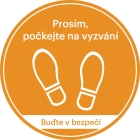 Samolepicí podlahové značení, Počkejte na vyzvání – polykarbonát, pr. 600 mm