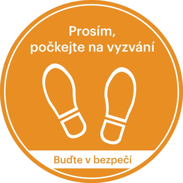 Samolepicí podlahové značení, Počkejte na vyzvání – polykarbonát, pr. 600 mm