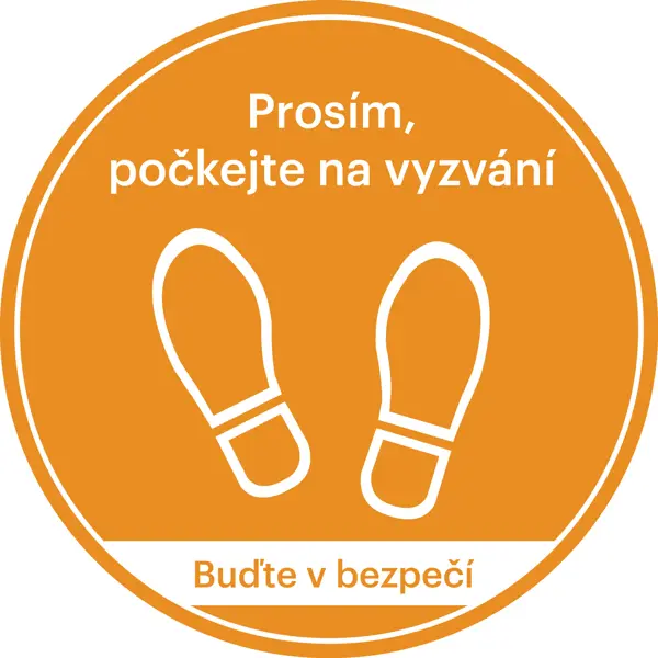 Samolepicí podlahové značení, Počkejte na vyzvání – polykarbonát, pr. 600 mm