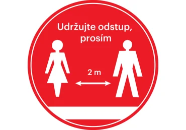 Samolepicí podlahové značení, Udržujte odstup – polykarbonát, pr. 600 mm